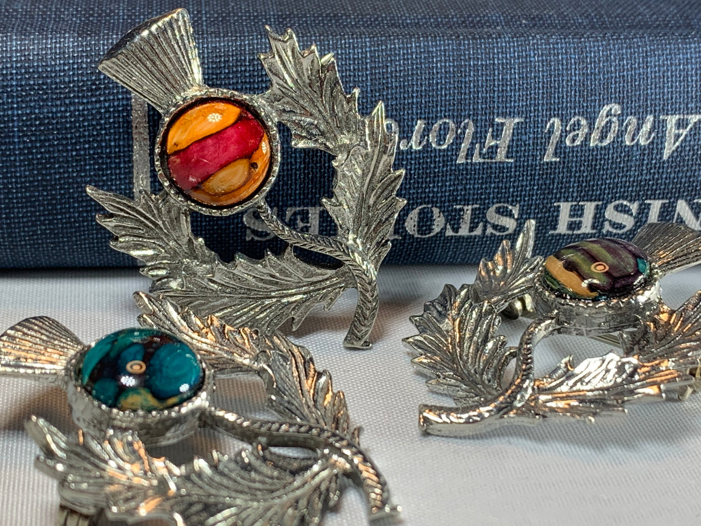 Pewter Heathergems Thistle Brooch - Handmade in Scotland — view 10
