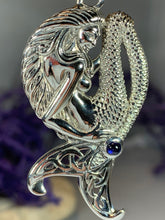 Load image into Gallery viewer, Eldoris Sapphire Celtic Mermaid Necklace
