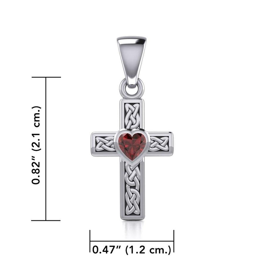 Heart Celtic Cross Necklace in Sterling Silver