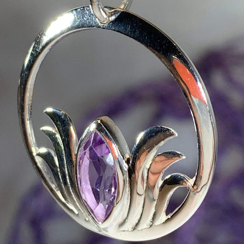 Load image into Gallery viewer, Lotus Amethyst Necklace
