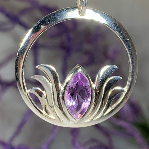 Load image into Gallery viewer, Lotus Amethyst Necklace
