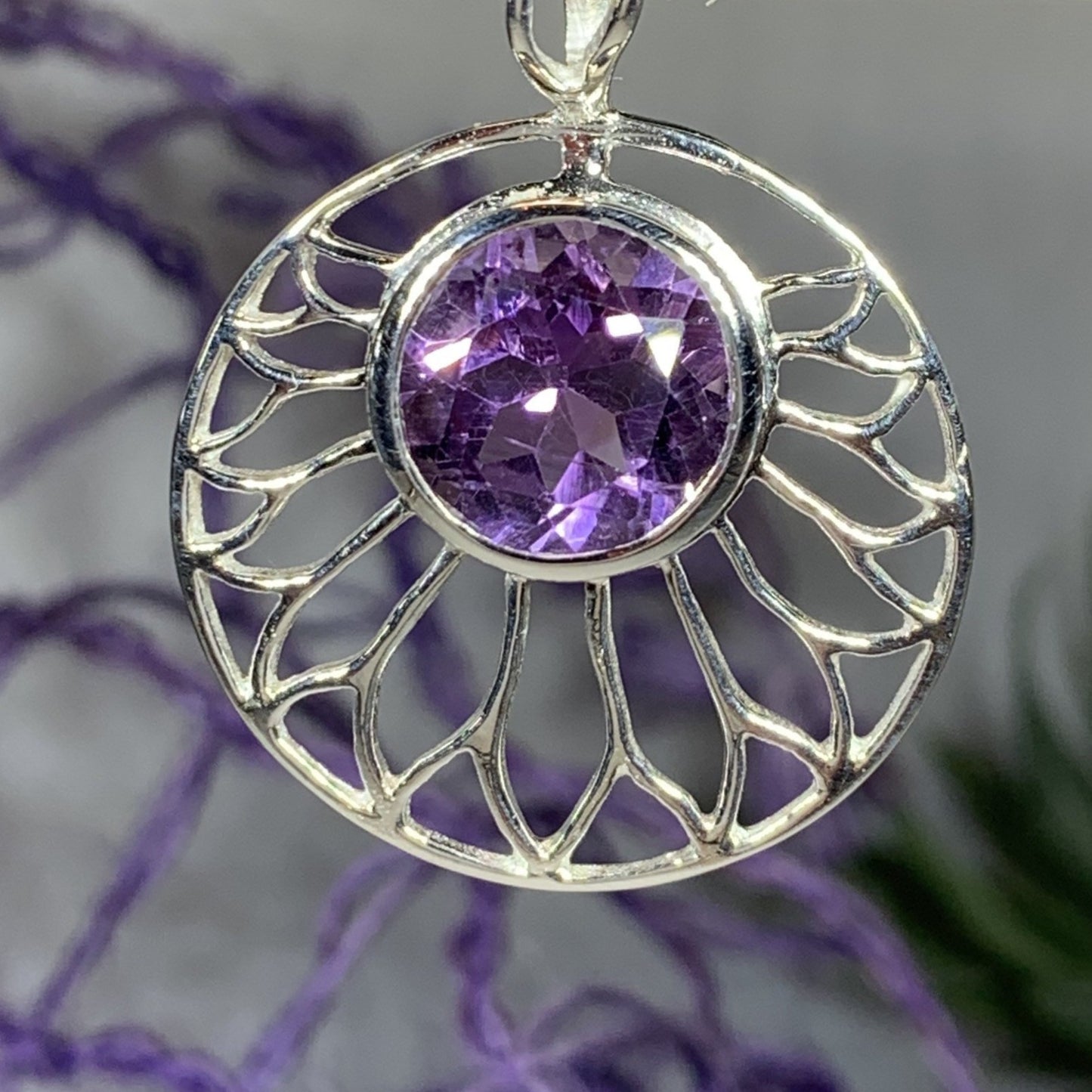 Amethyst Lotus Flower Necklace — view 7
