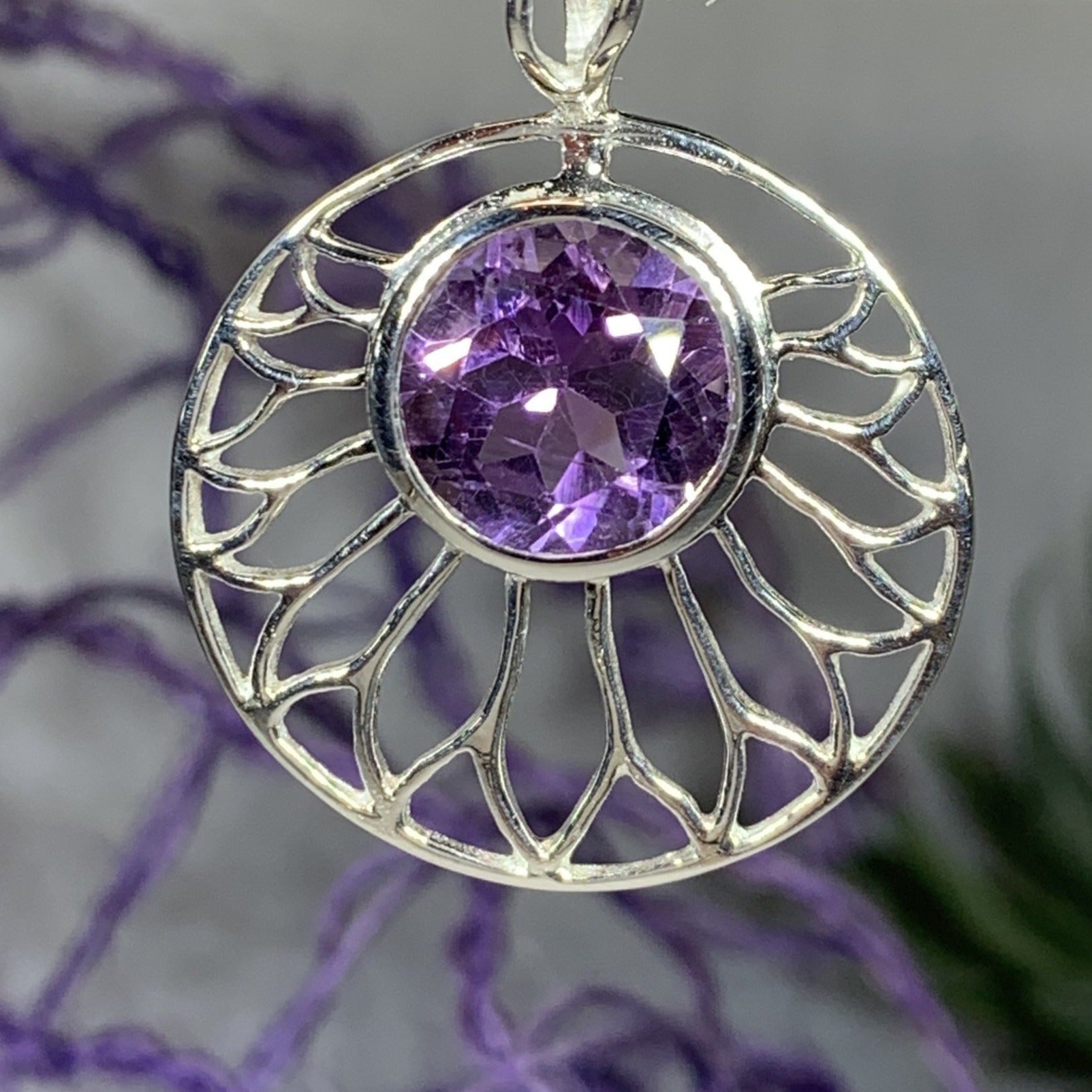 Amethyst Lotus Flower Necklace — view 7