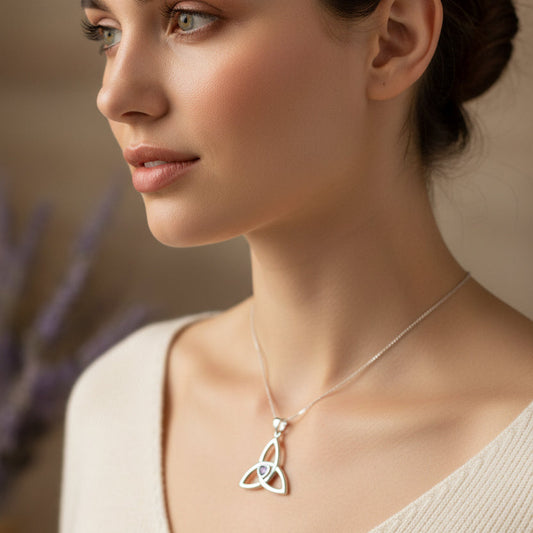 McKenna Celtic Trinity Knot Heart Necklace in Sterling Silver