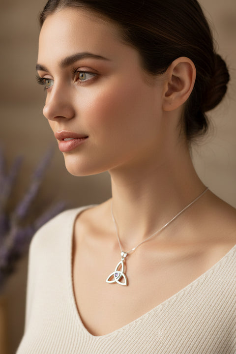 Load image into Gallery viewer, McKenna Trinity Knot Heart Necklace
