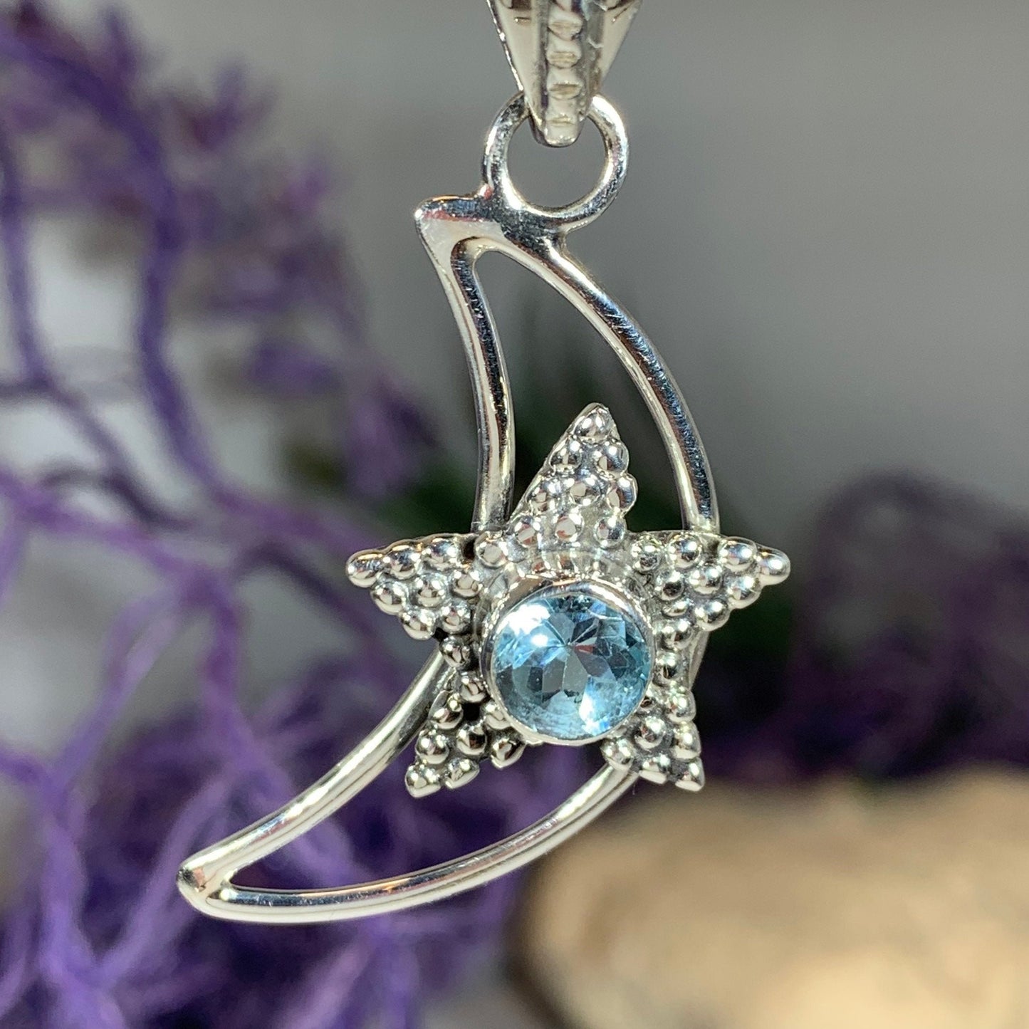 Starry Moon Necklace in sterling silver