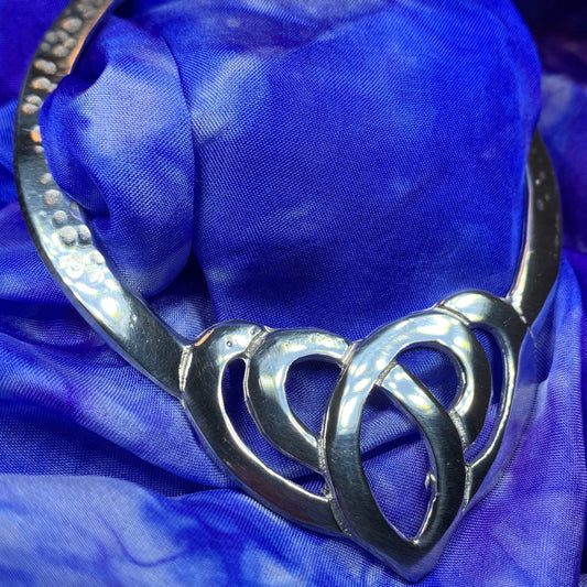 Pewter Celtic Heart Scarf Ring - Handmade in Scotland