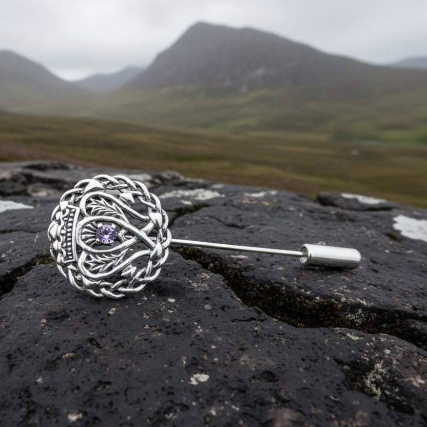 Luckenbooth Pin, Scotland Jewelry, Celtic Brooch, Bride Pin, Outlander Jewelry, Groom Gift, Girlfriend Gift, Wedding Jewelry, Tie Tac Pin