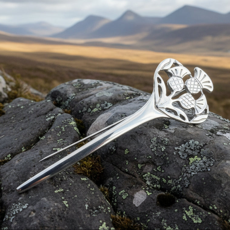 Thistle Kilt Pin, Celtic Jewelry, Scottish Pin, Groom Gift, Best Man Gift, Bagpiper Gift, Highland Dance, Dad Gift, Anniversary, Tartan Pin