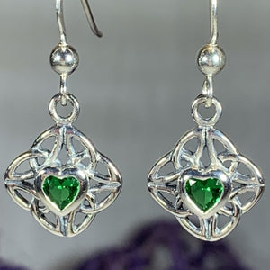 Heart Gemstone Trinity Knot Earrings
