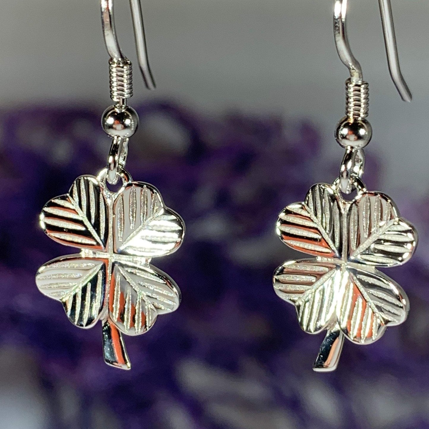 Wee Shamrock Silver Earrings — view 5