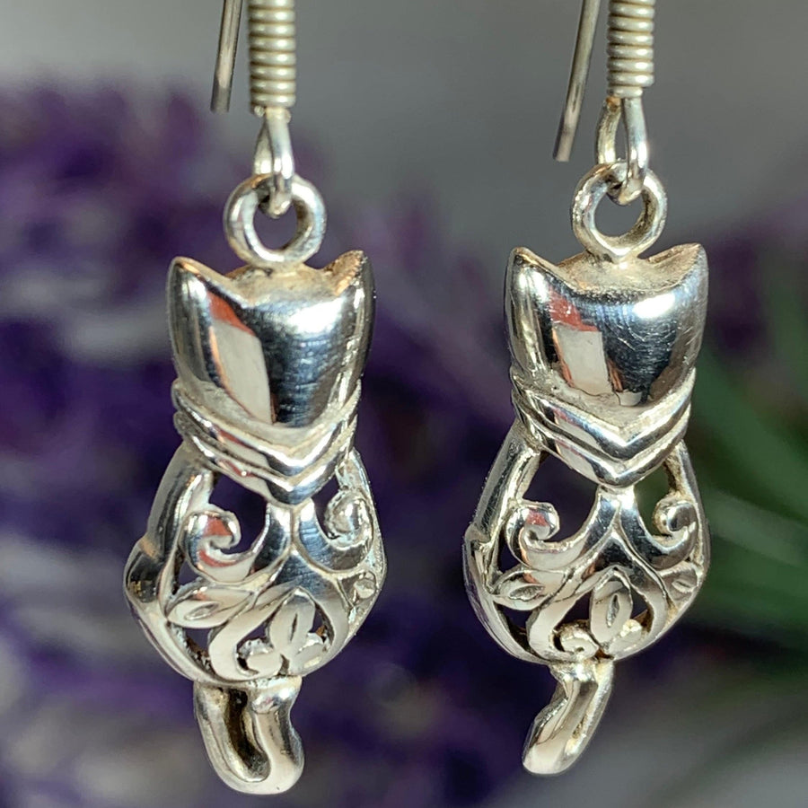 Celtic Cat Earrings, Cat Lover Gift, Celtic Jewelry, Irish Jewelry, Cat Lady Gift, Cat Mom Gift, Animal Jewelry, Mom Gift, Anniversary Gift