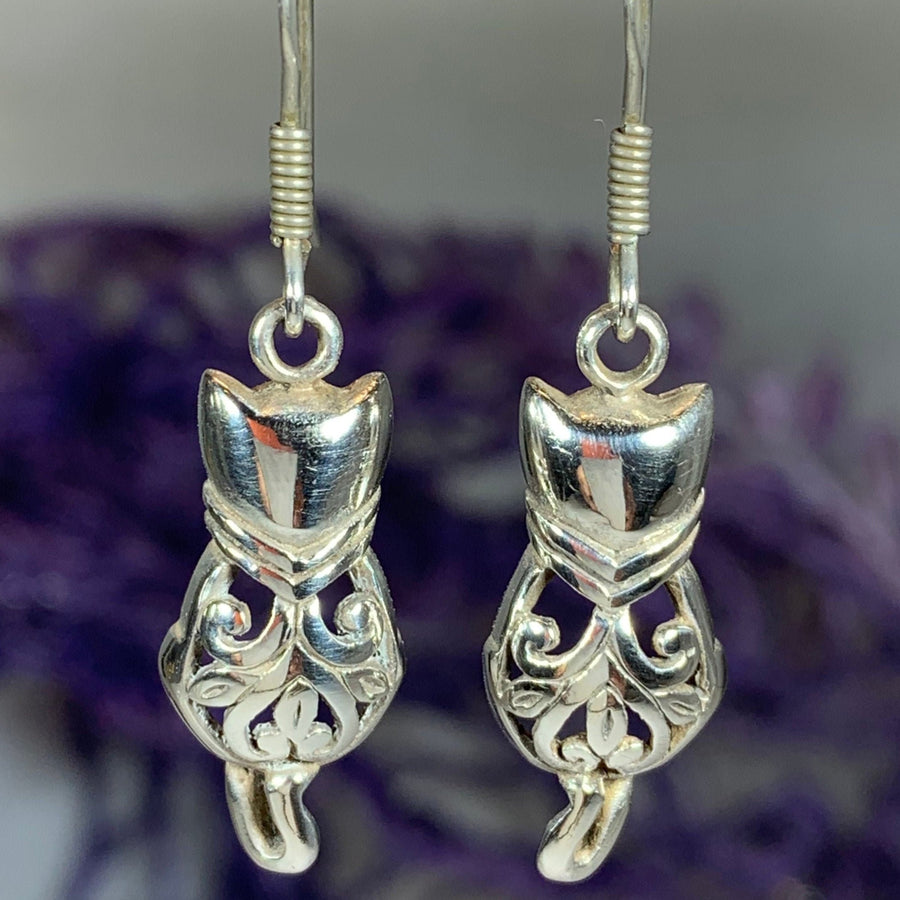 Celtic Cat Earrings, Cat Lover Gift, Celtic Jewelry, Irish Jewelry, Cat Lady Gift, Cat Mom Gift, Animal Jewelry, Mom Gift, Anniversary Gift