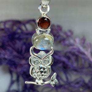 Owl Necklace, Moonstone Jewelry, Bird Pendant, Nature Jewelry, Forest Jewelry, Pagan Jewelry, Mystical Jewelry, Graduation Gift, Mom Gift