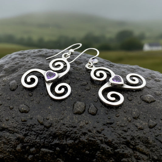 Triple Spiral Heart Earrings — view 7