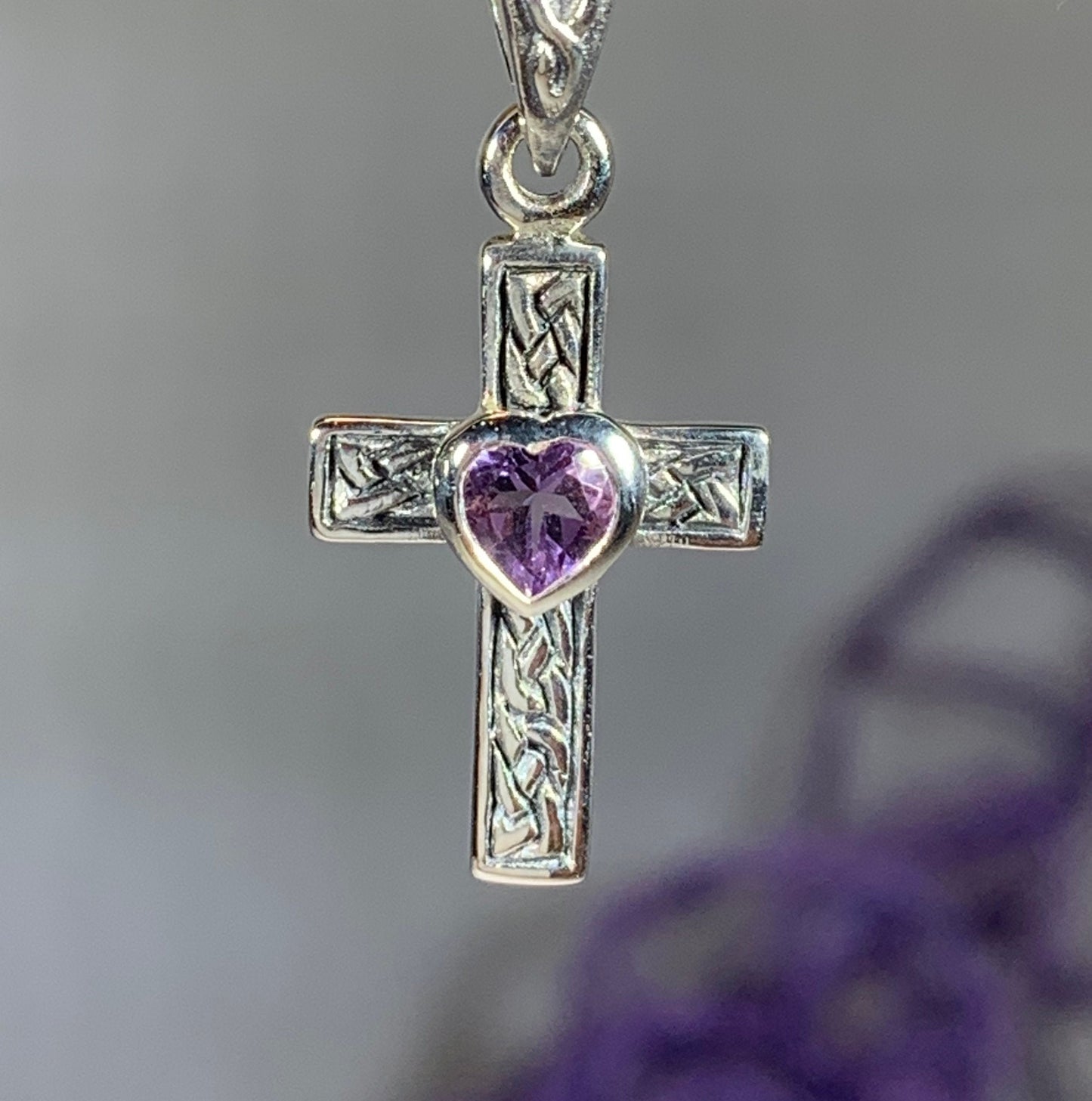 Heart Celtic Cross Necklace in Sterling Silver