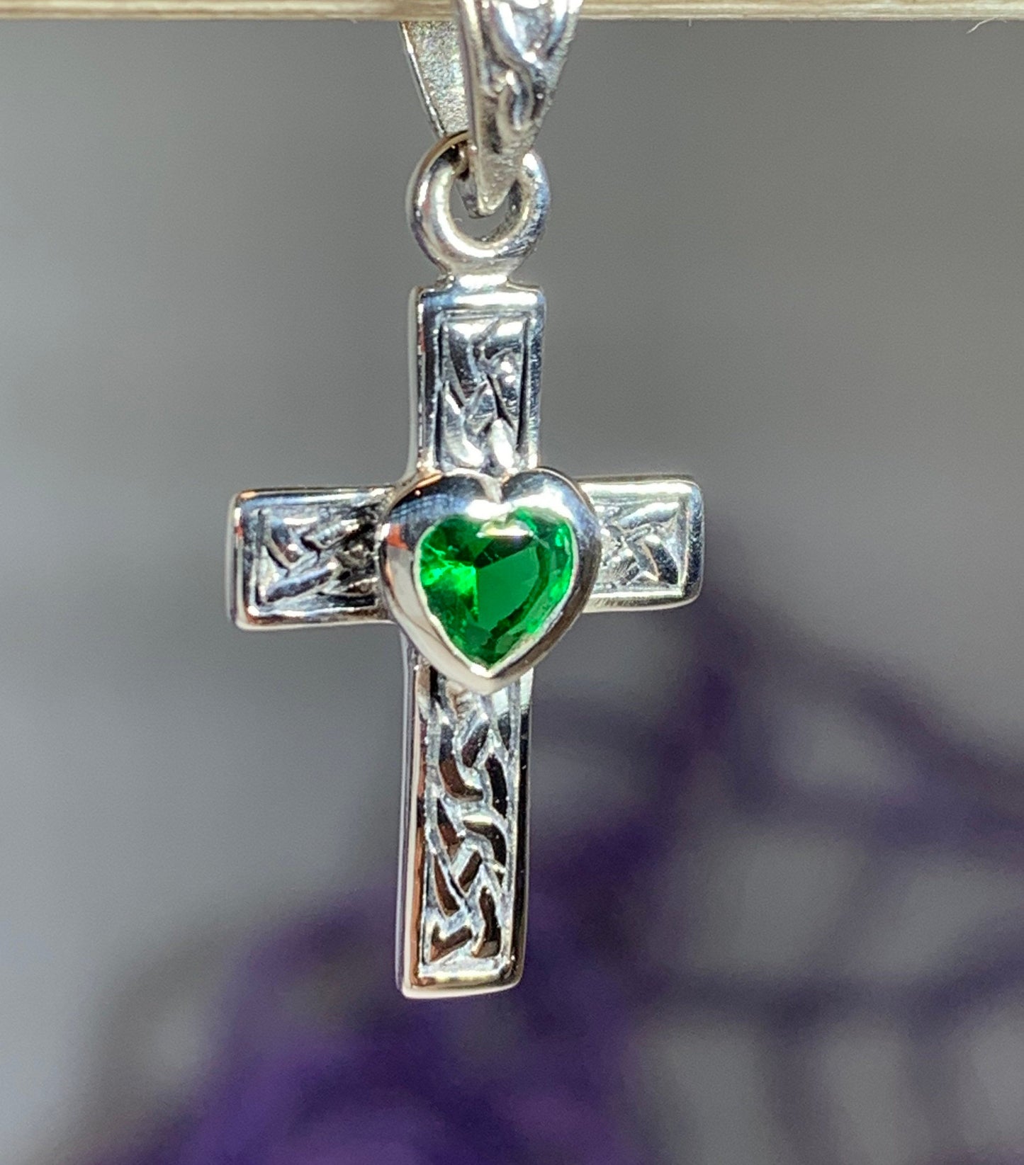 Heart Celtic Cross Necklace in Sterling Silver