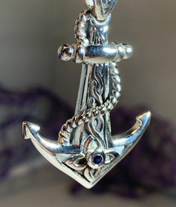 Sapphire Anchor Necklace