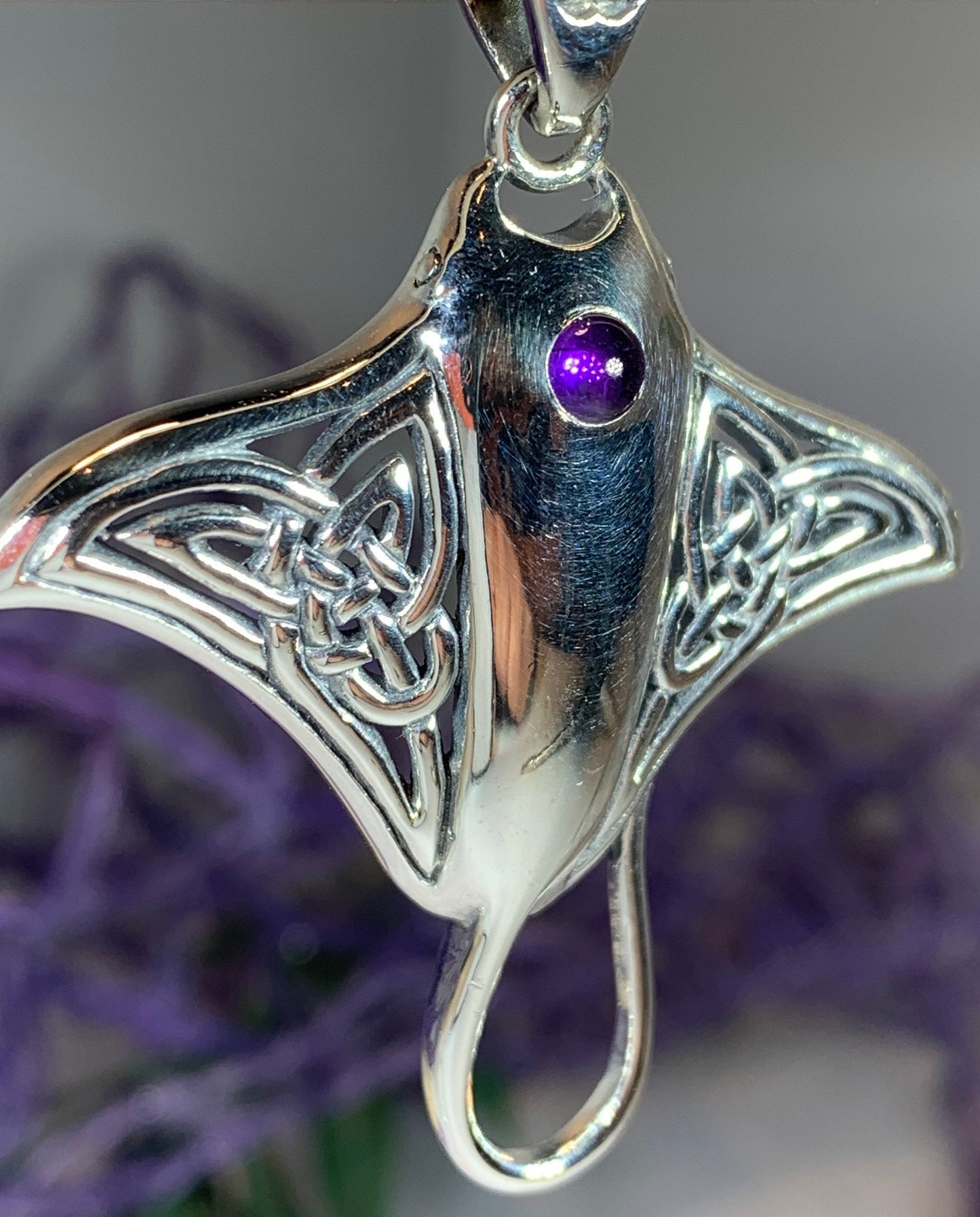 Celtic Manta Ray Necklace in Sterling Silver