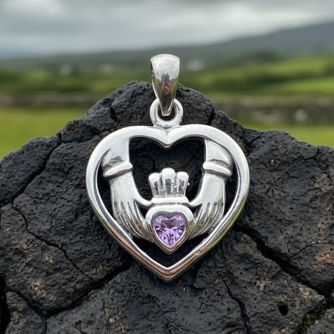 Load image into Gallery viewer, Traditional Irish Claddagh necklace symbolizing love, loyalty and friendship. Sterling silver Irish jewelry Celtic Crystal Designs
