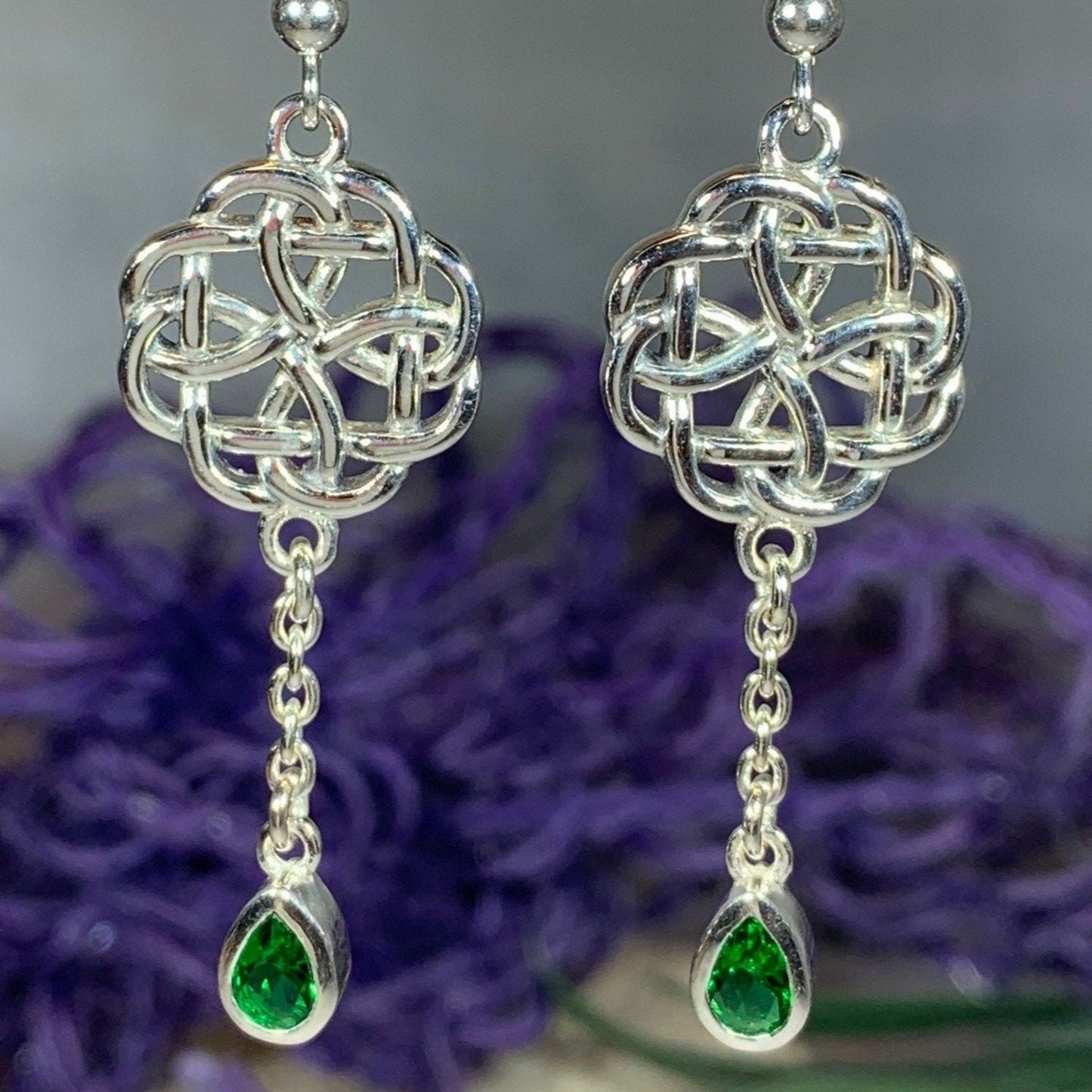 Kate Celtic Knot Earrings in Sterling Silver — view 2