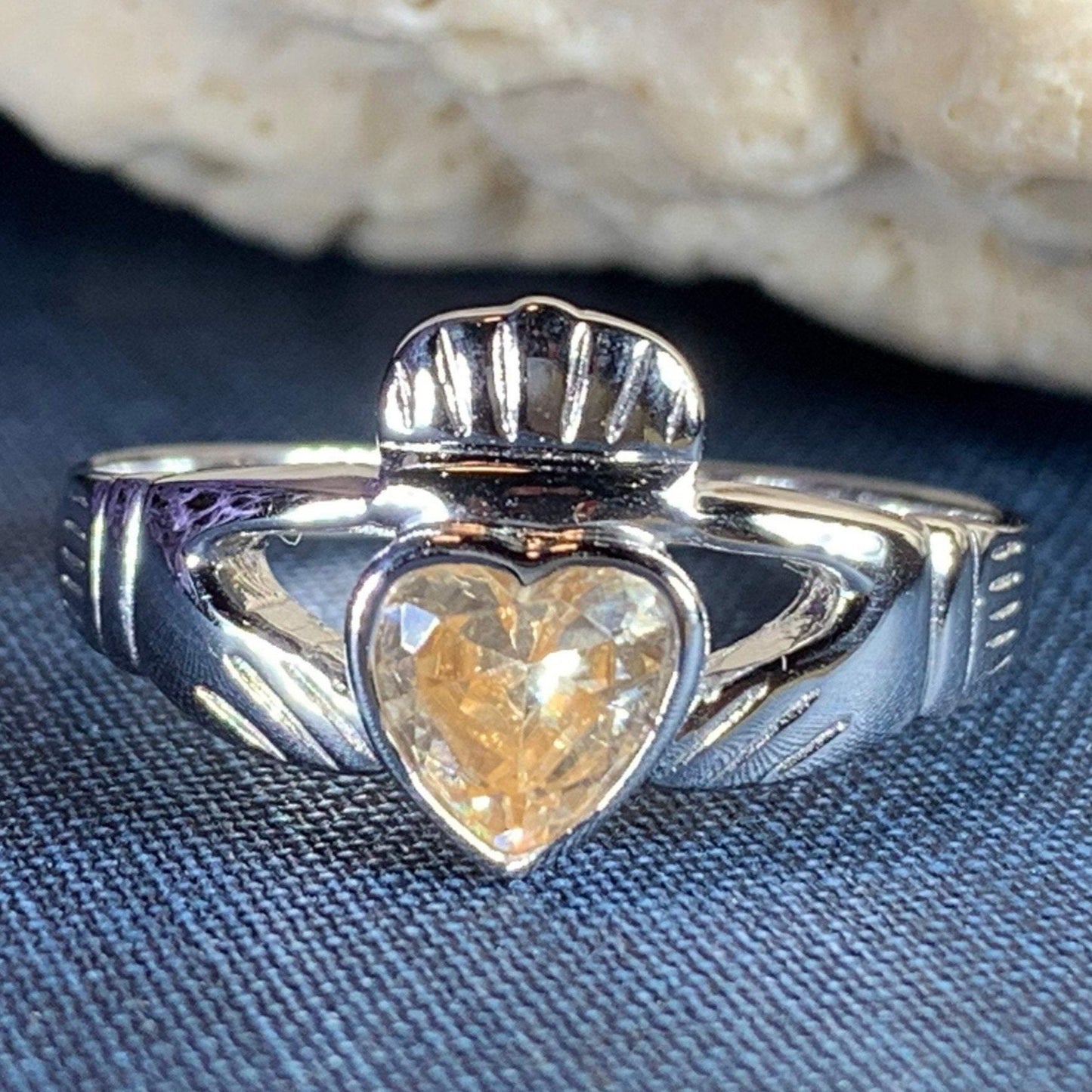 Traditional Irish Claddagh ring symbolizing love, loyalty and friendship. Sterling silver Irish jewelry Celtic Crystal Designs