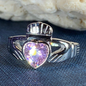 Pink Sapphire Claddagh Ring