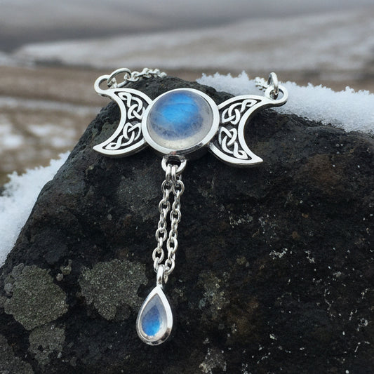 Celtic Moon Necklace in Sterling Silver — view 8