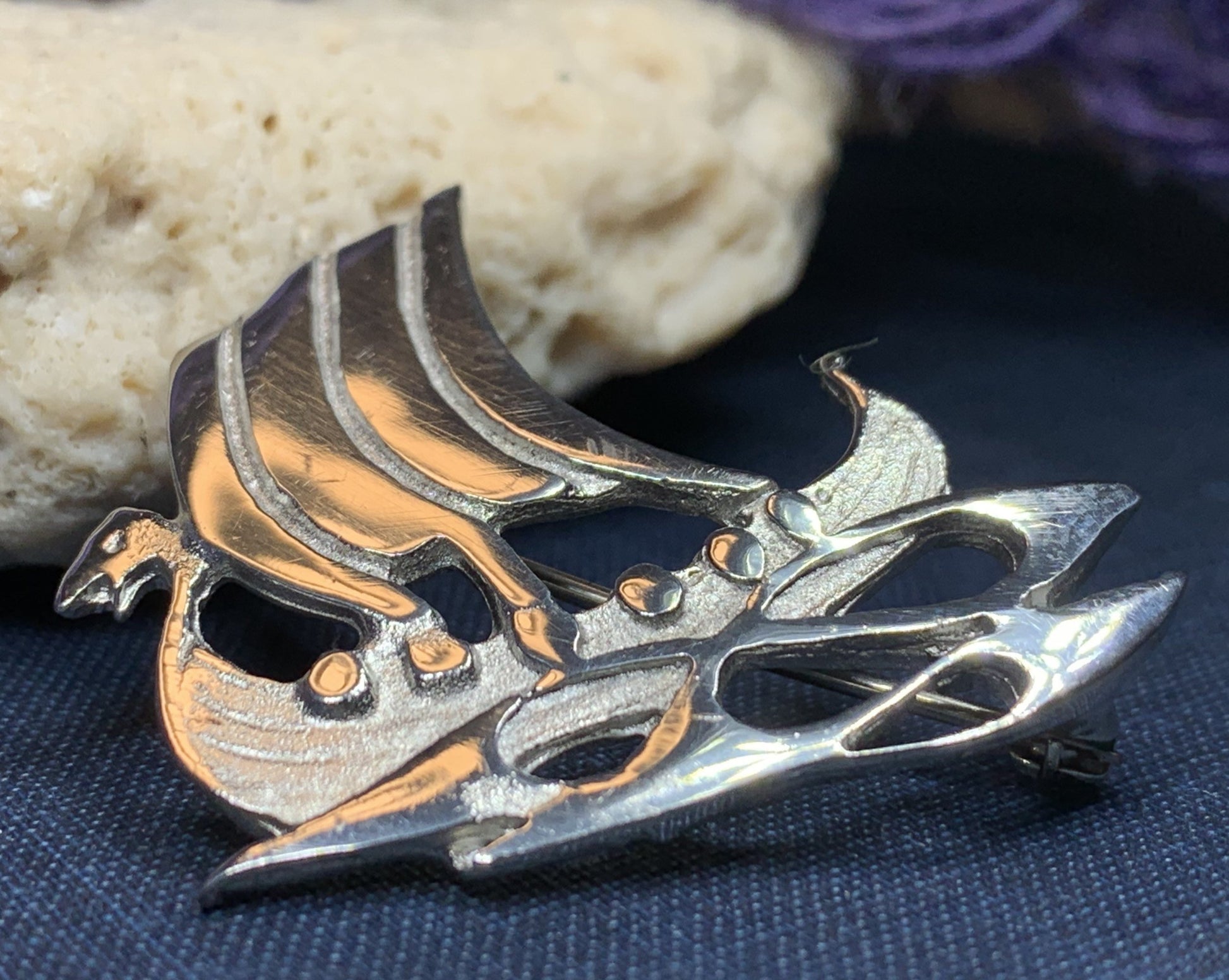 Viking Ship Brooch - Handmade in Scotland — view 6