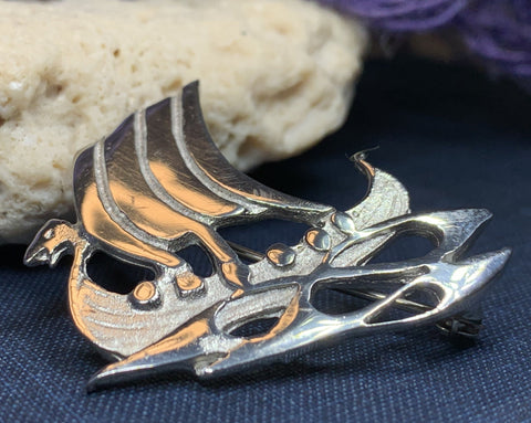 Load image into Gallery viewer, Viking Ship Brooch - Handmade in Scotland
