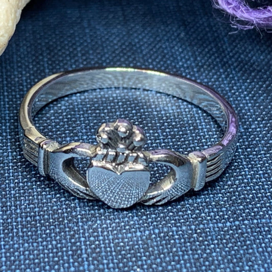 Traditional Irish Claddagh ring symbolizing love, loyalty and friendship. Sterling silver Irish jewelry Celtic Crystal Designs