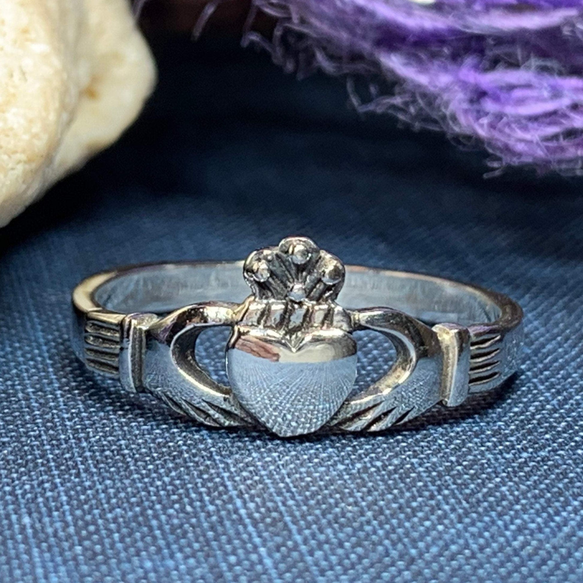 Traditional Irish Claddagh ring symbolizing love, loyalty and friendship. Sterling silver Irish jewelry Celtic Crystal Designs