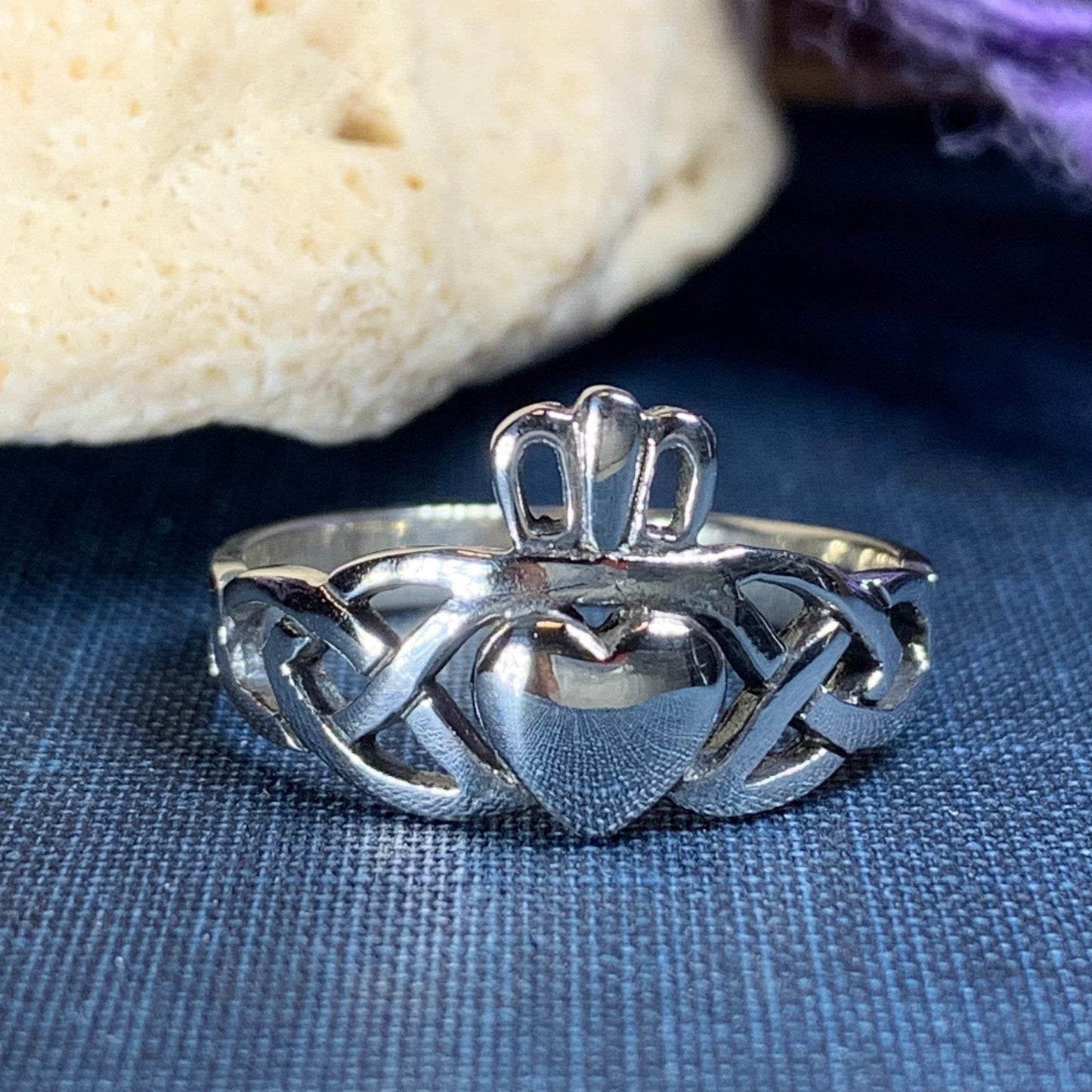 Irish Claddagh Trinity Knot Ring in Sterling Silver
