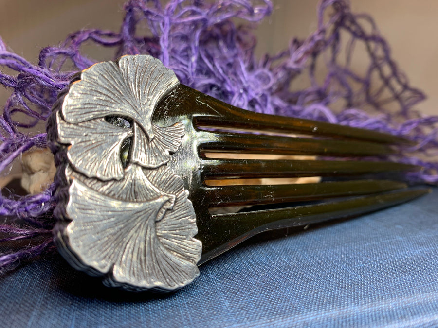 Gingko Hair Stick, Celtic Barrette, Irish Jewelry, Pagan Jewelry, Friendship Gift, Wiccan Jewelry, Norse Jewelry, Hair Slide Barrette