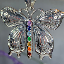 Load image into Gallery viewer, Butterfly Necklace, Celtic Jewelry, Insect Jewelry, Rainbow Pendant, Chakra Jewelry, Mom Gift, Nature Jewelry, Anniversary Gift, Wife Gift

