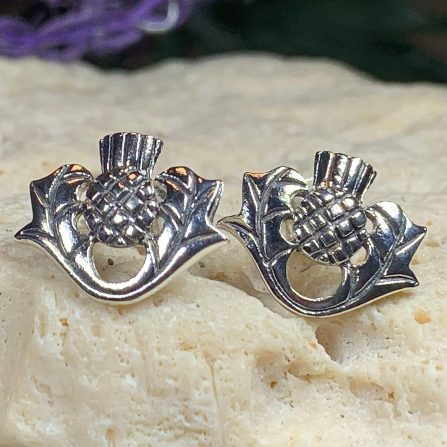 Invergarry Scottish Thistle Flower Earrings — view 3