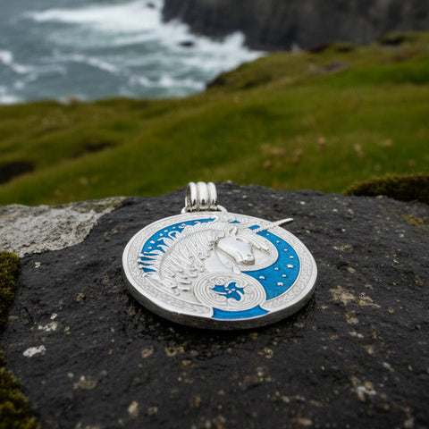 Load image into Gallery viewer, Celtic Unicorn Necklace in Sterling Silver
