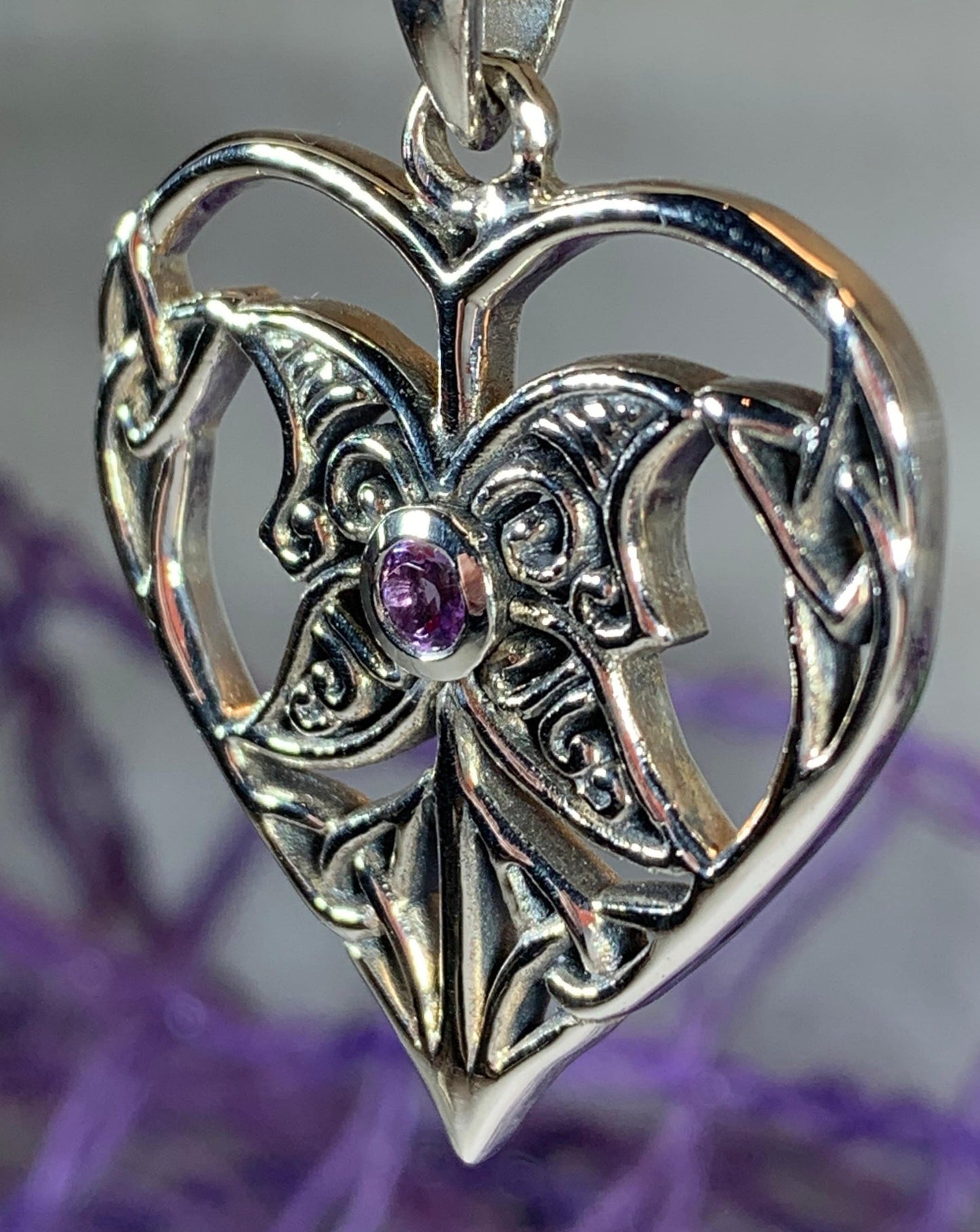 Lumina Celtic Heart Necklace in Sterling Silver — view 10
