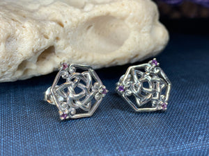 Amethyst Trinity Knot Stud Earrings 03