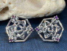 Load image into Gallery viewer, Amethyst Trinity Knot Stud Earrings 02
