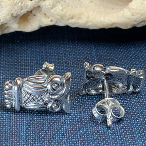Silver Owl Stud Earrings