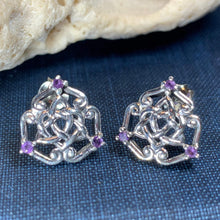Load image into Gallery viewer, Amethyst Celtic Knot Stud Earrings 02

