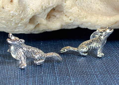 Load image into Gallery viewer, Howling Wolf Earrings
