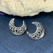 Load image into Gallery viewer, Celtic Crescent Moon Stud Earrings
