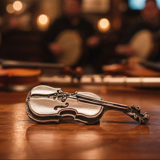 Irish Fiddle Celtic Brooch