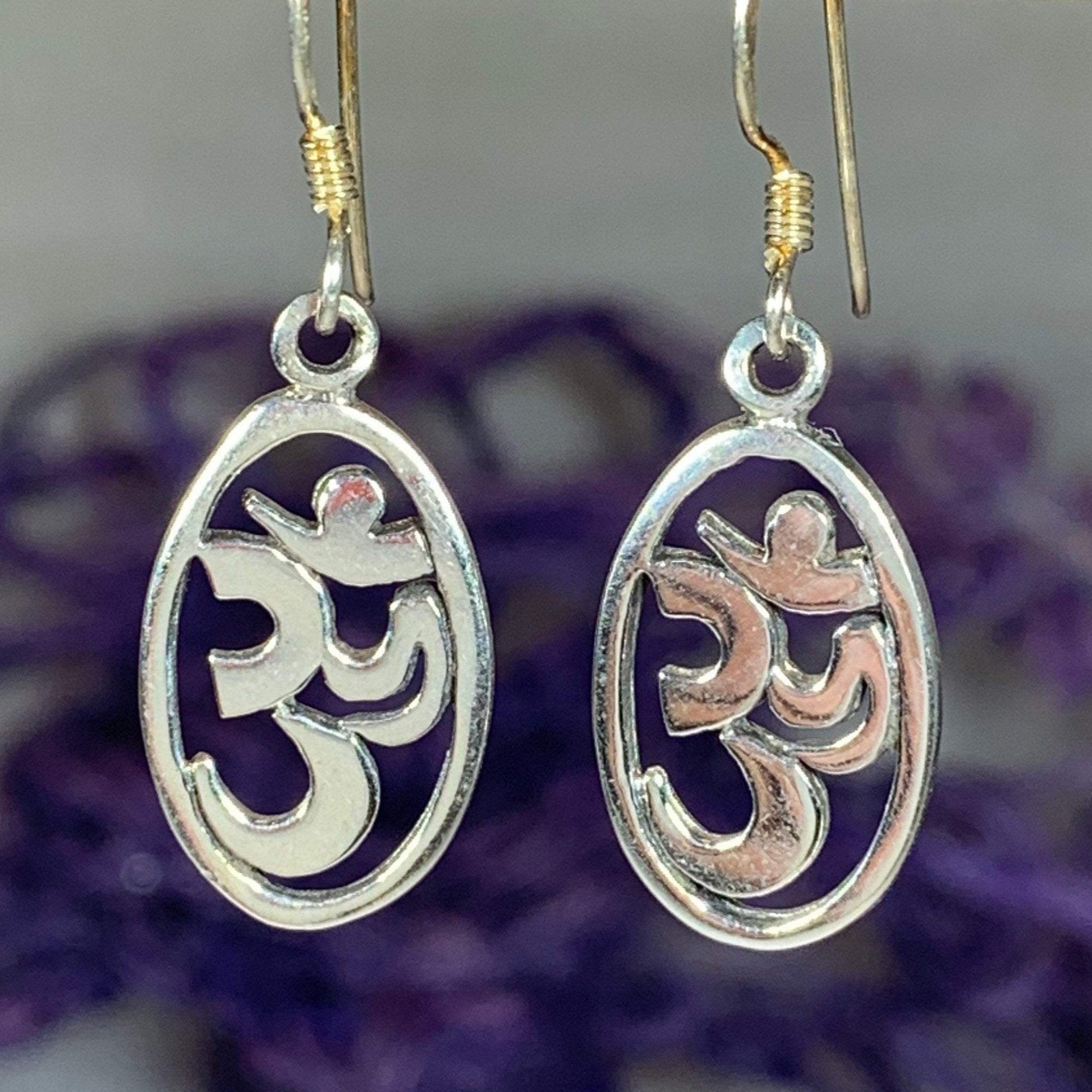 Petite Om Earrings in sterling silver
