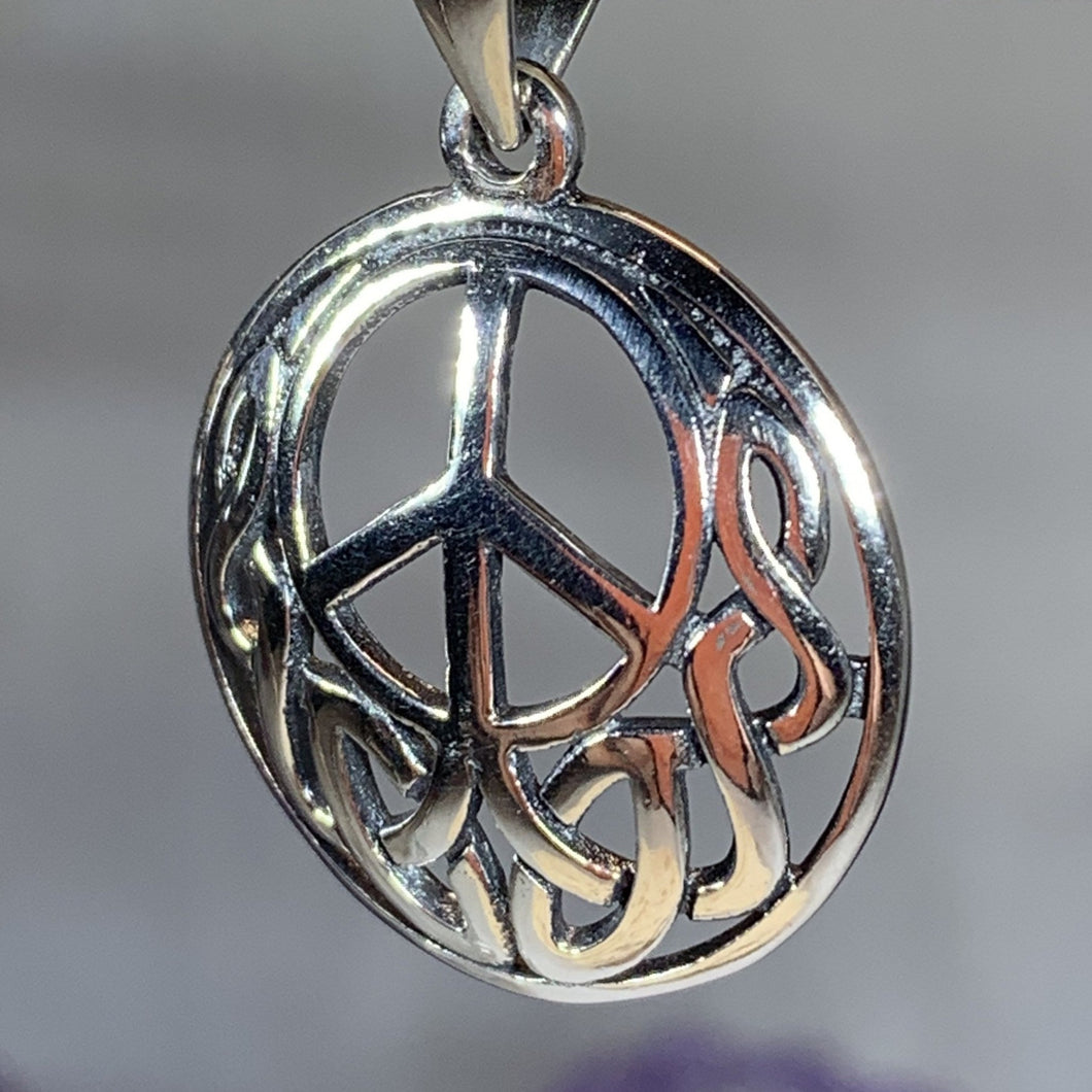 Filigree Green Peace Symbol Pendant Necklace - From War to Peace