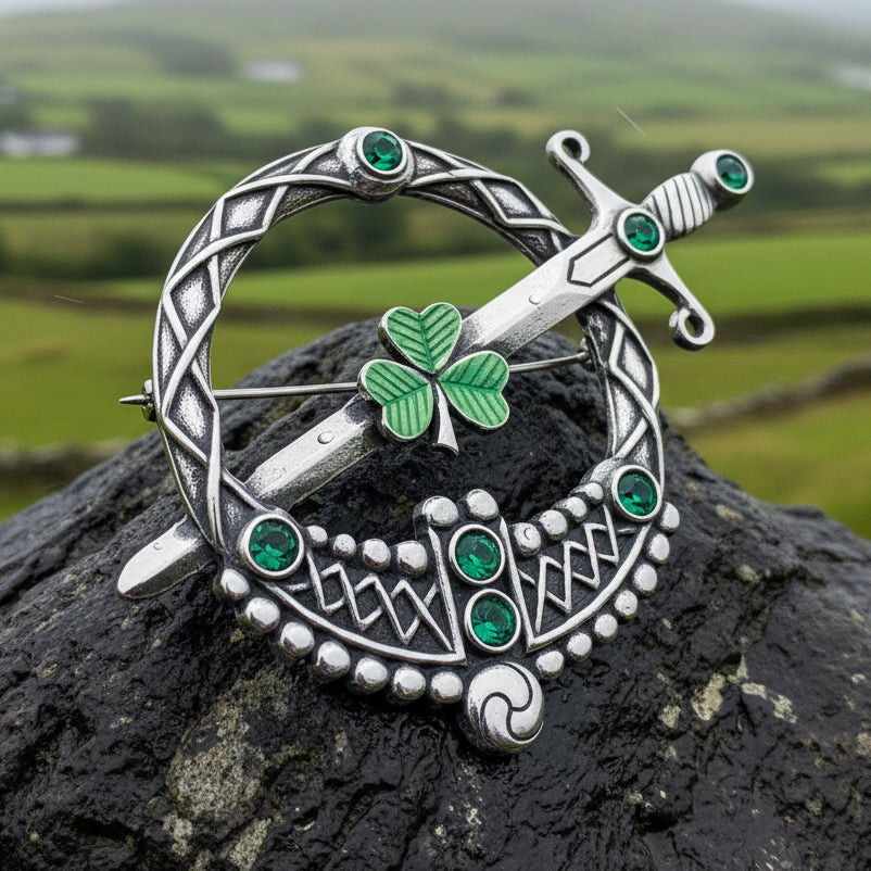 Irish Shamrock Shield Kilt Pin