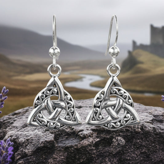 Celtic Triquetra Earrings in Sterling Silver