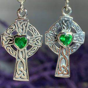 Celtic Cross Heart Earrings